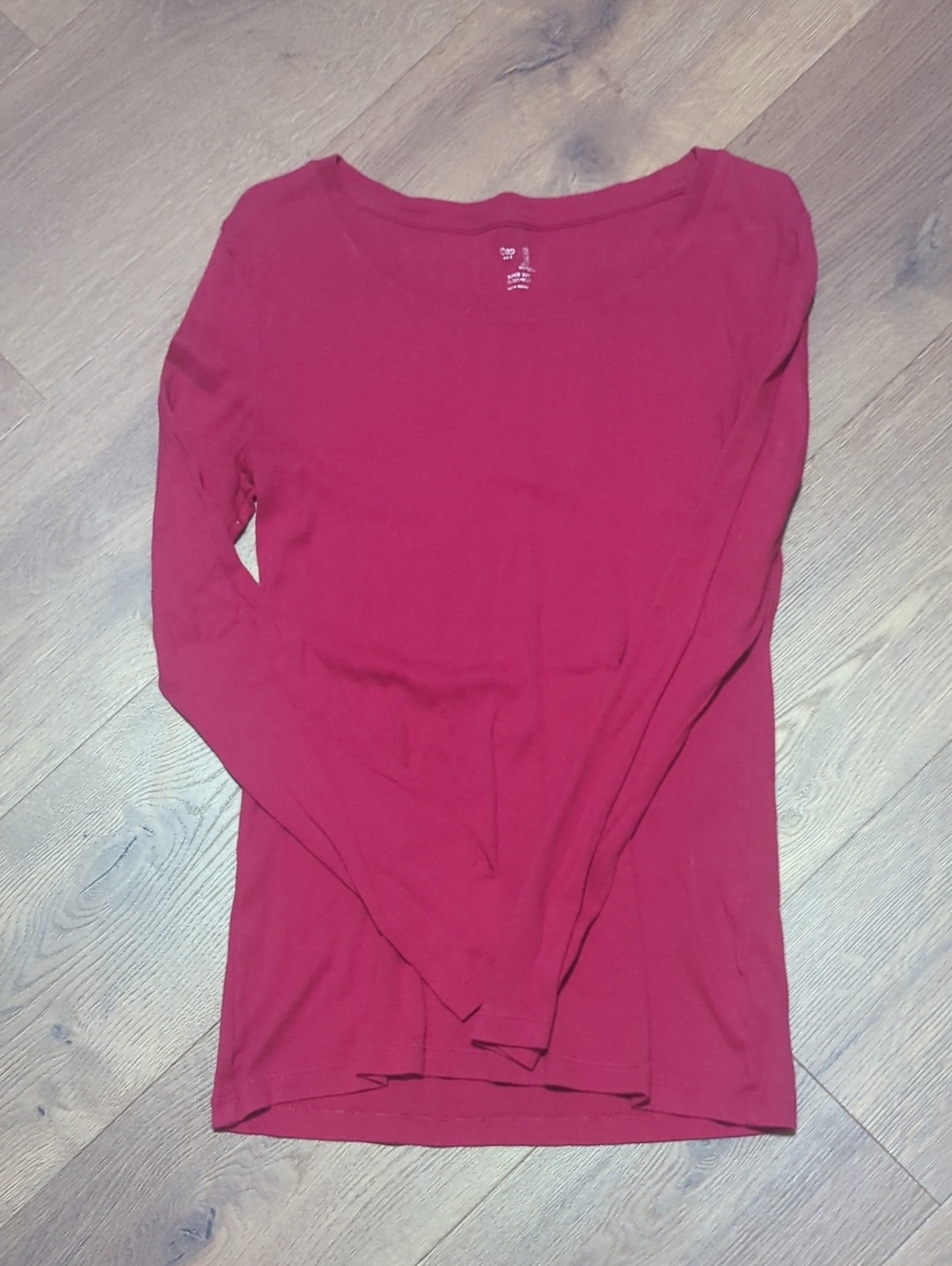 GAP Long Sleeve Scoop Neck Top - Burgundy Red